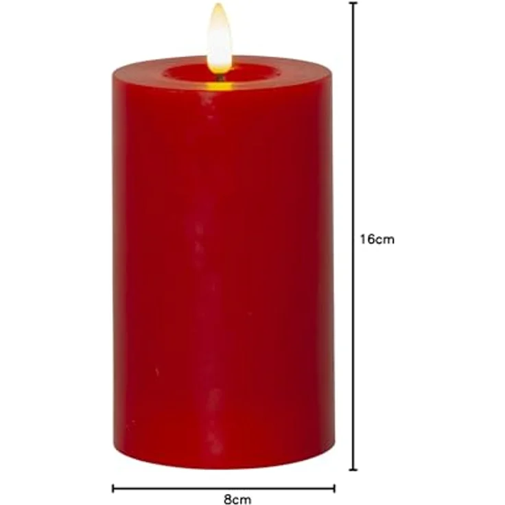 LED Stumpenkerze Flow rot flackernd Timer H 15cm Ø 75mm – Bild 2