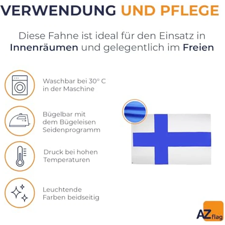 AZ FLAG - Flagge Finnland - 250x150 cm - Finnische Große Fahne 100% Polyester mit Messing-Ösen - 300g – Bild 5