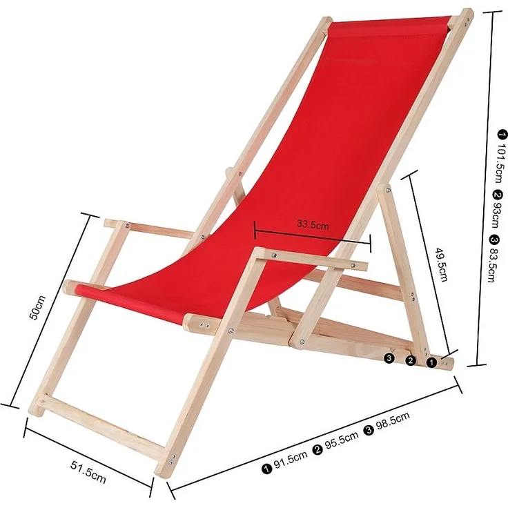 Strandstuhl mit Armlehne, Holz beige, 56 x 125 x 147 – Bild 6