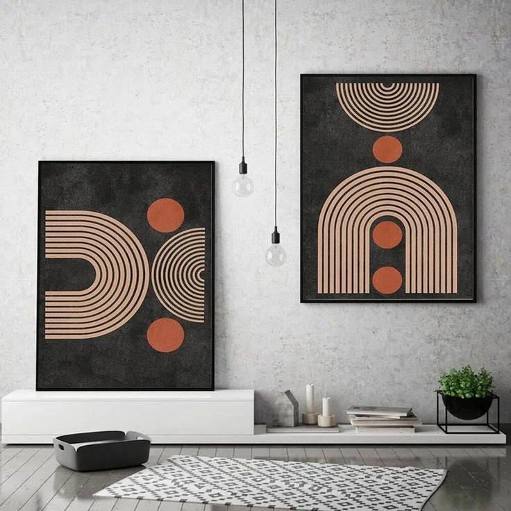 JUSTGOODMOOD Poster Boho Halbkreis Bogen Linien Form und Kreise als Deko Print ohne Rahmen, B (1 St) – Bild 1