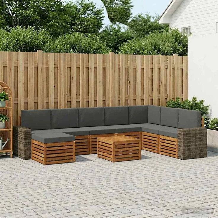 vidaXL Outdoor-Sofagarnitur 9 stk. 8-Sitzer Natur und Anthrazit 3384758 – Bild 1
