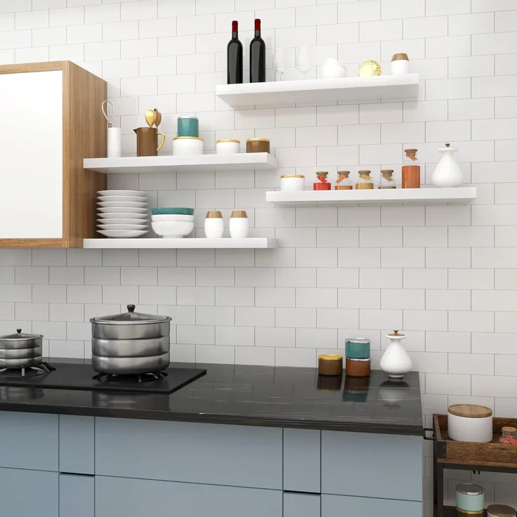 Woltu Wandregal, 4-tlg, Wandboard freischwebend Schweberegal Holz Board – Bild 5