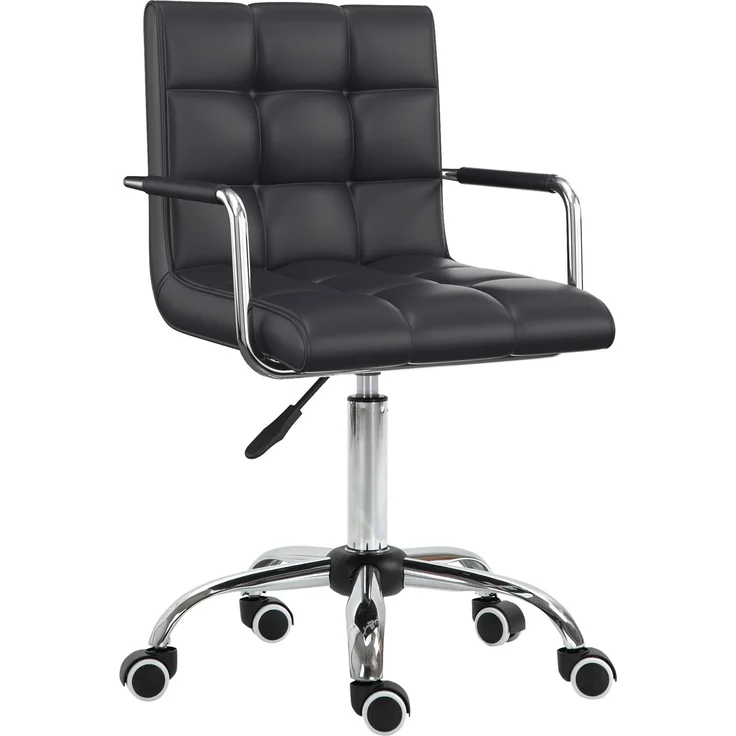 Bürostuhl im Retrodesign, höhenverstellbar, 5 Rollen, 52,5 cm x 54 cm x 99 cm, Schwarz--Schwarz--99x54x52.5cm--CHENHAONING – Bild 1