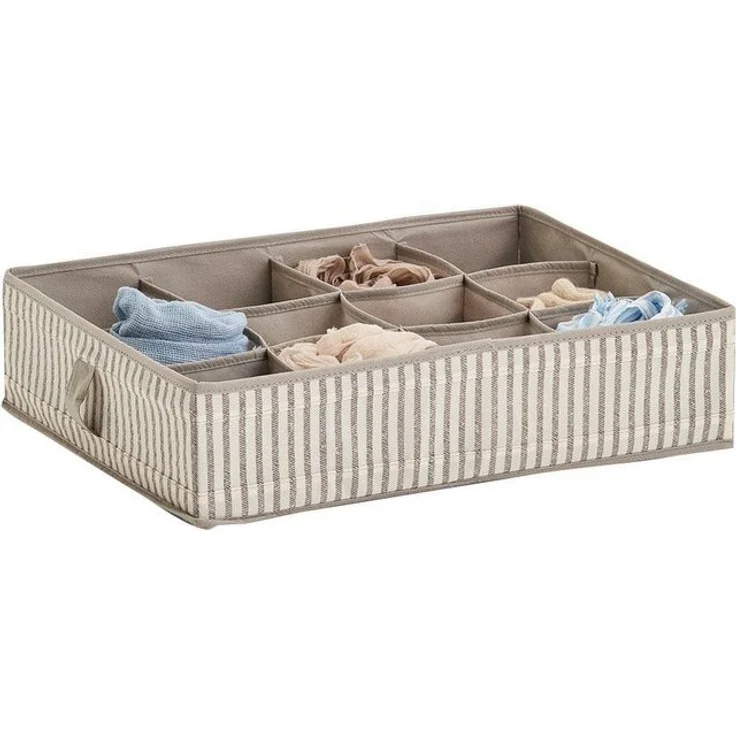 Zeller Present Aufbewahrungsbox Stripes, 12 Fächer, faltbar, Vlies, beige – Bild 4