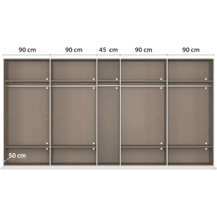 Rauch Möbel LUNIK, Kleiderschrank, Farbe Fango, Breite 405 cm | Schrank mit patentiertem Schnellmontagesystem, 9-türig, Push-to-open-Funktion, Zubehör Classic, Schlafzimmer, Ankleide – Bild 9