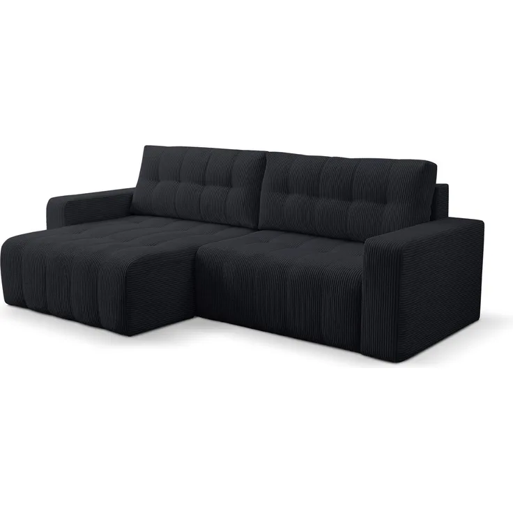 Selsey 'Maillo' Ecksofa mit Schlaffunktion & Bettkasten, Cord, Universal, Dunkelgrau
