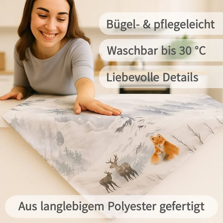matches21 HOME & HOBBY Tischdecke 40x90 cm Tischläufer dunkelgrün edle Tannenbäume für Weihnachten (1-tlg), Ideal für Advent und Weihnachtsdeko – Bild 2