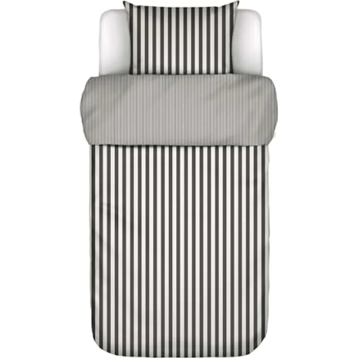 Marc O Polo Mako-Satin Bettwäsche Classic Stripe|155x220 cm + 80x80 cm| anthracite – Bild 2