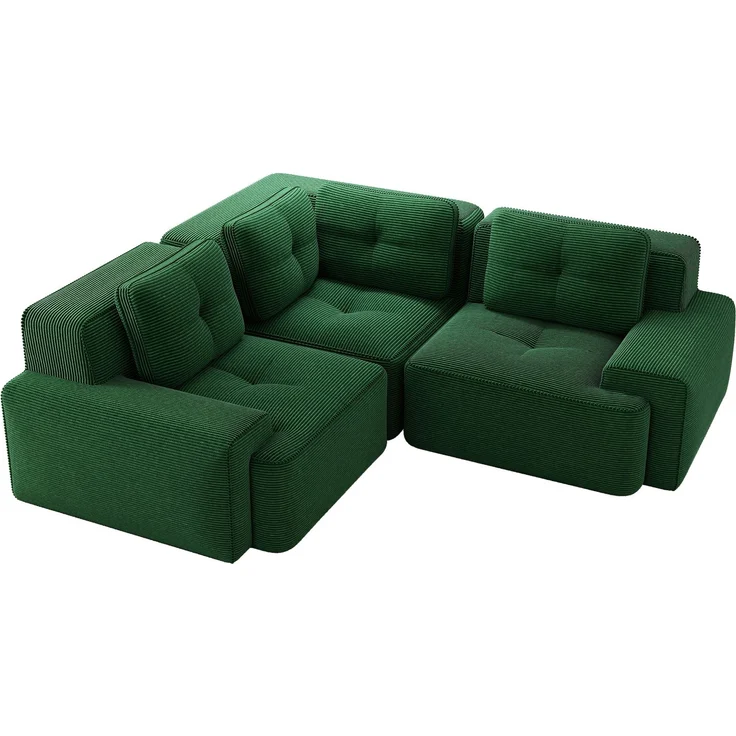 EINHOM Rahmenloses Sofa für das Wohnzimmer, Bürosofa, modulares Kombinationssofa, bequemes, gepolstertes Tiefsitzsofa aus Cordstoff, keine Montage erforderlich, rutschfestes Design. Grün – Bild 5