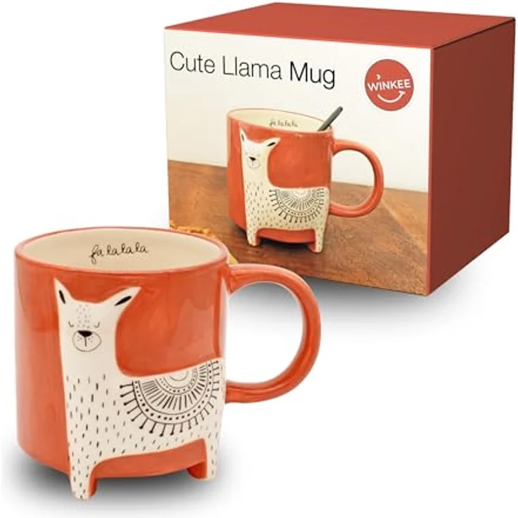 Winkee Becher Cute Animal Kaffeebecher Lama, Keramik – Bild 8