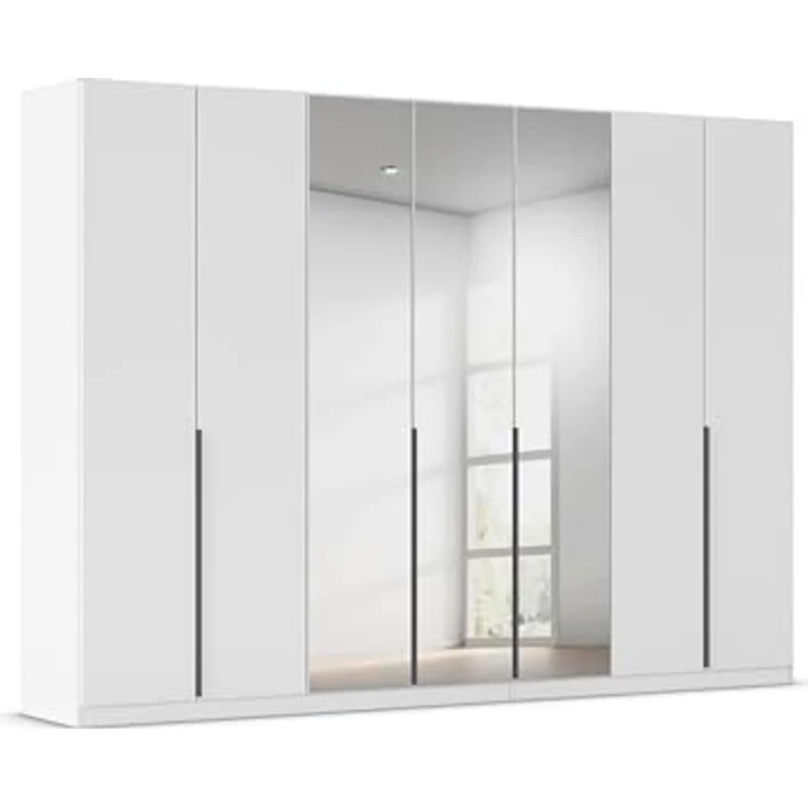 Rauch Möbel Alabama, Kleiderschrank für Schlafzimmer, Kinderzimmer, Wohnzimmer, Garderobe, Flur, 7-türig, Spiegel, mit Zubehör Classic, Farbe Weiß, Breite 315 cm – Bild 1