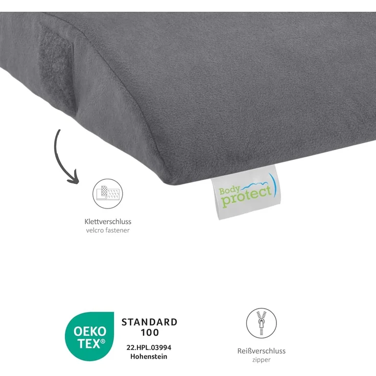 Bodyprotect Rückenkissen mit weichem Mikroplüsch Bezug, Halbrolle, orthopädisches Kissen, fixierbar mit Klettverschluss – Bild 2