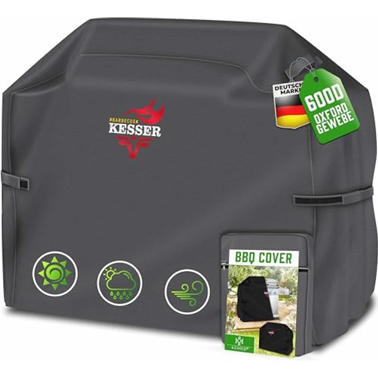 KESSER® Premium BBQ Grillabdeckung Gasgrill Grillhaube Abdeckung Wetterfest - für Weber, Brinkmann, Char Broil Grill Abdeckhaube Schutzhülle | 600D Oxford- Gewebe Reißfest Anthrazit, 132 x 66 x 109 cm (BxTxH) – Bild 2