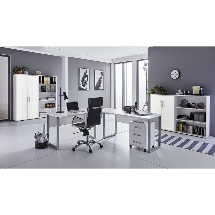 BMG Möbel Büromöbel-Set Office Edition Set 1, (Büro Sparset, 6-tlg), Schränke abschließbar, Regale mit verstellbaren Einlegeböden