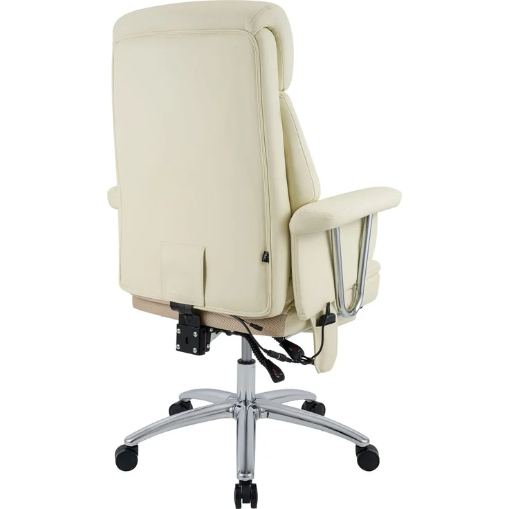 CLP Bürostuhl Dahra Echtleder Massagefunktion mit Fußablage höhenverstellbar,creme – Bild 7