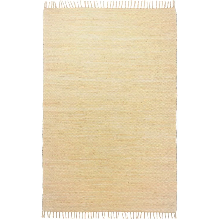 Theko Dhurry | Fleckerl | Flachgewebe-Teppich aus 100% Baumwolle; handgewebt, waschbar, beidseitig verwendbar | 70x140 cm; Natur | Happy Cotton