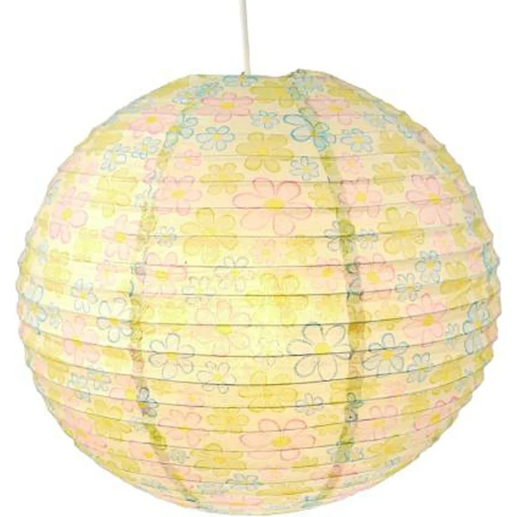 Papier Lampenschirm fürs Kinderzimmer mit fröhlichem Blumen Motiv Ø 40cm – Bild 1