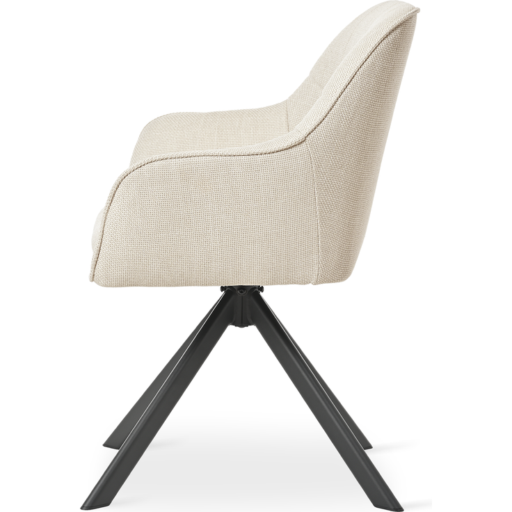 GOEURVANT 1437 Esszimmerstühle 6er-Set mit Armlehnen, 360° Drehbar, Webstoff - Beige Stoff – Bild 4