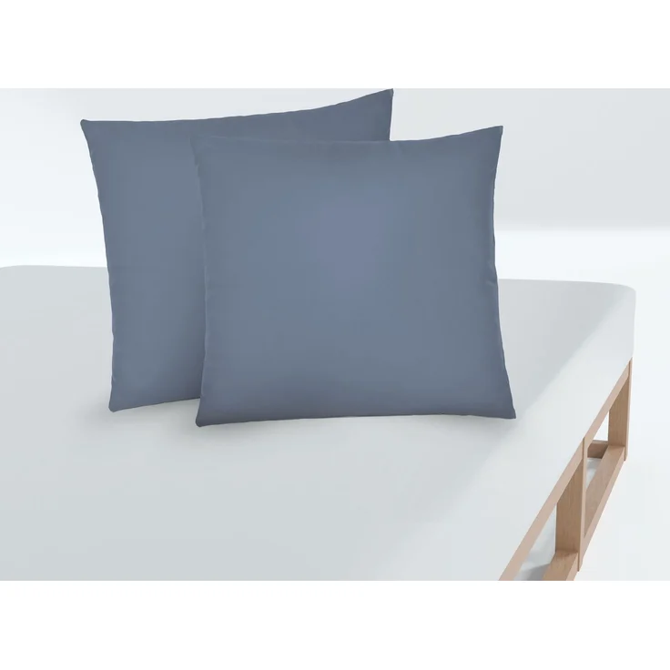 biberna Feinjersey-Kissenbezug, 2-teilig, blau, 80x80 cm – Bild 3