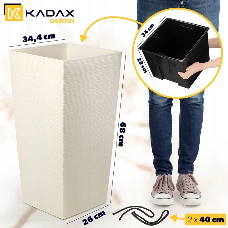 KADAX Blumentopf-Einsatz, 34 x 68 cm hoch, Creme – Bild 3