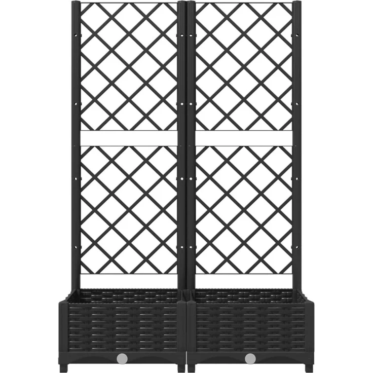vidaXL Gartenpflanzgefäß mit Spalier Schwarz 80 x 40 x 121,5 cm PP 318270 – Bild 3