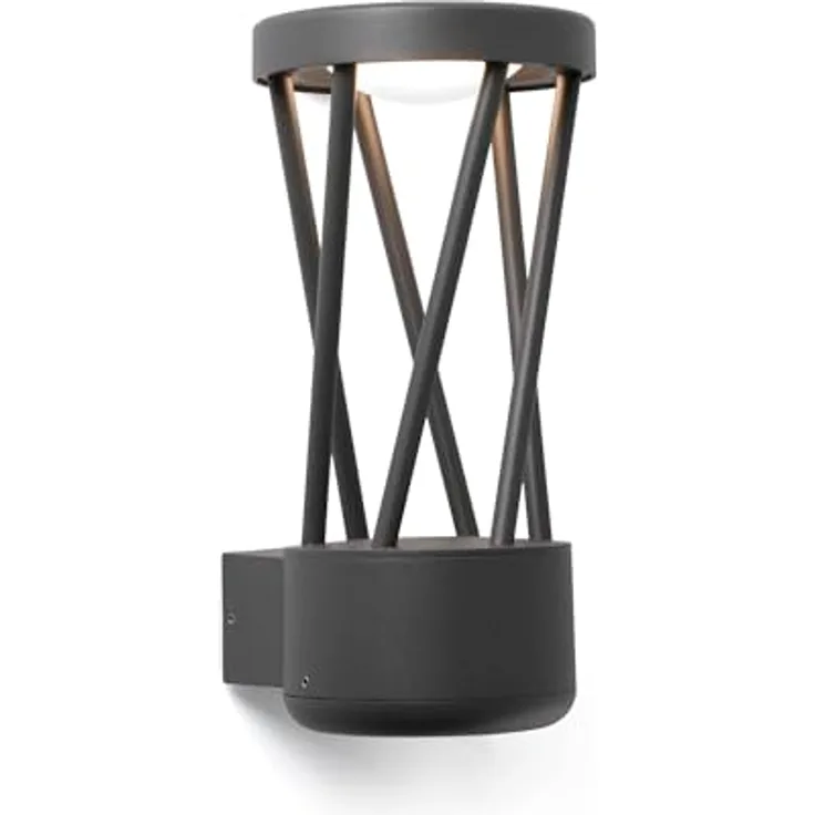 FARO BARCELONA TWIST Wandleuchte, Außenleuchte mit Gitterkörper, grau, LED 10W 3000K