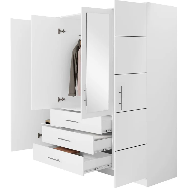 Mirjan24 'Bado 4D' Kleiderschrank mit Schubladen und Spiegel, Laminatplatte Cashmere, 200 x 58 x 196 cm – Bild 3