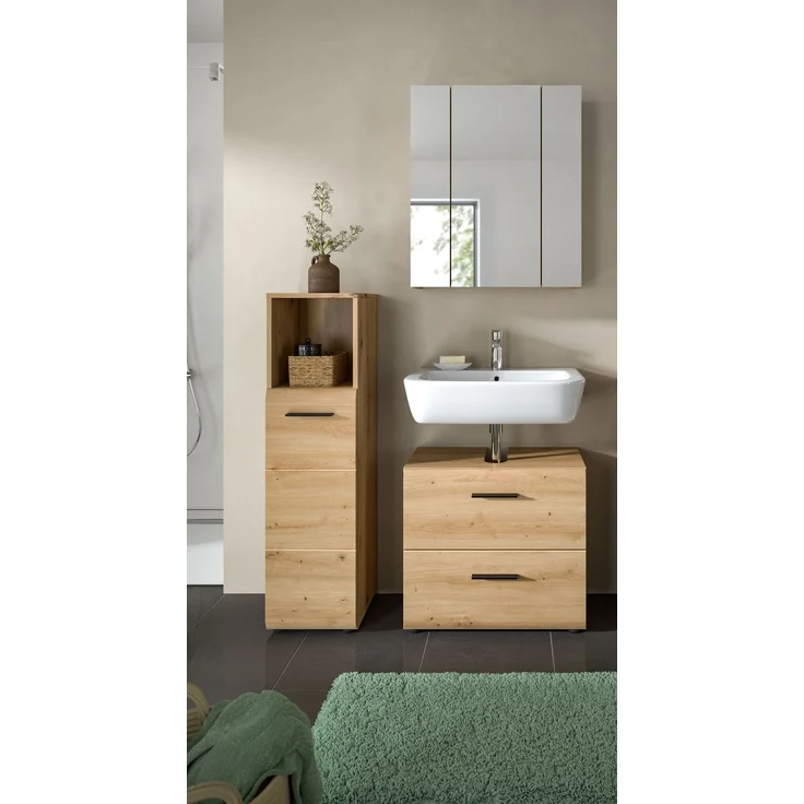 Badkombination (B/H/T: 105x185x30 cm) in Artisan Oak Nachbildung und Artisan Oak Nachbildung – Bild 6