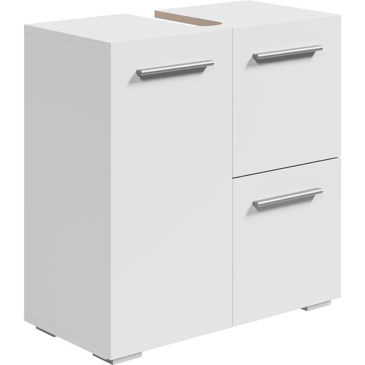 Badplaats Waschbeckenunterschrank Mars 60x30 cm Weiß Matt - Stehender Badezimmerschrank mit 2 Türen und 1 Schublade