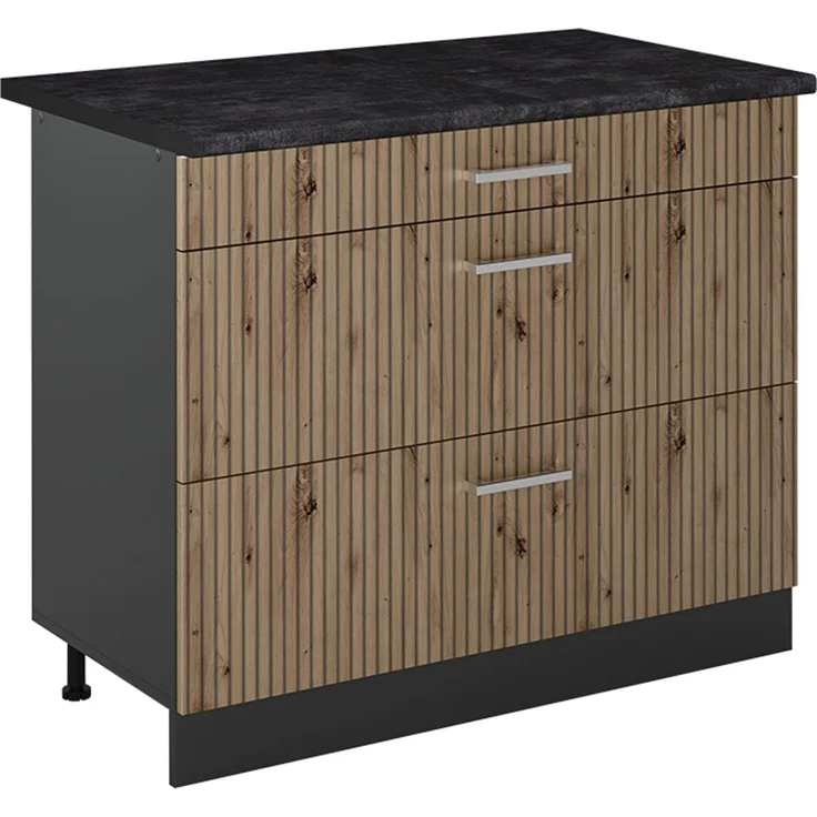 Küchenunterschrank R-Line Artisan-Eiche/Anthrazit 100 cm Arbeitsplatte Anthrazit Vicco – Bild 1