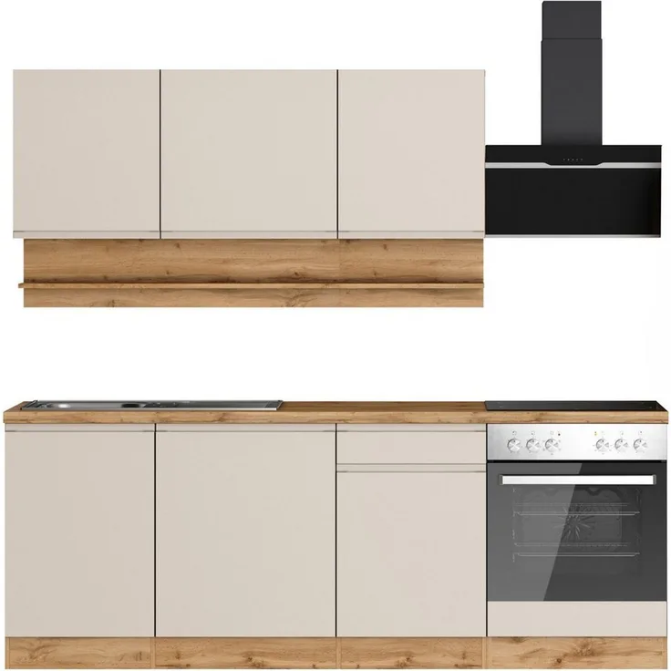 KOCHSTATION Küchenzeile KS-Virginia,neu in verbesserter Ausführung, Breite 220 cm, Soft-Close, wahlweise mit E-Geräten