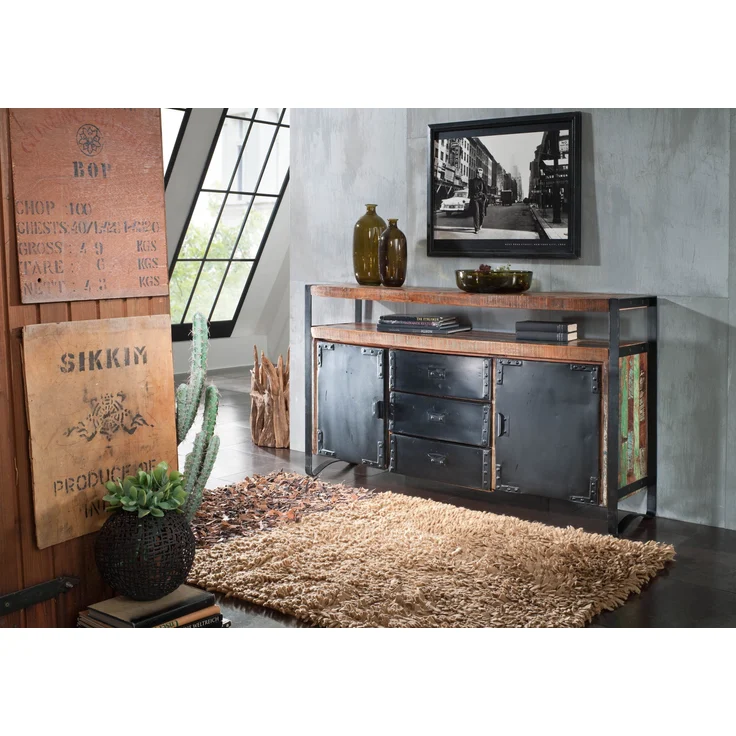 Sideboard Altholz 150x43x90 mehrfarbig lackiert INDUSTRIAL #06 – Bild 9