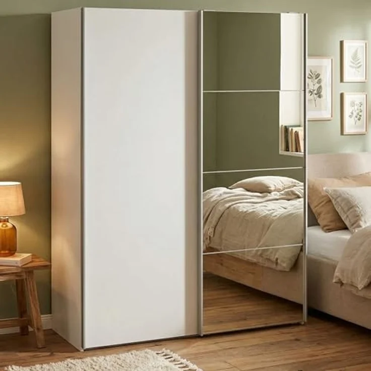 Dmora - Kleiderschrank 2 Türen Diandra, Schlafzimmermöbel, Schrank, Garderobe, 150x61 h200 cm, Weiß – Bild 1