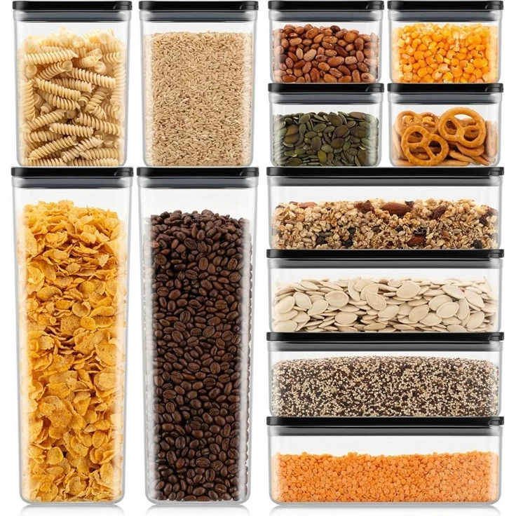 Bodum Set aus 12 Lebensmittel-Vorratsbehältern Bodum Canteen transparent, Deckel schwarz – Bild 1