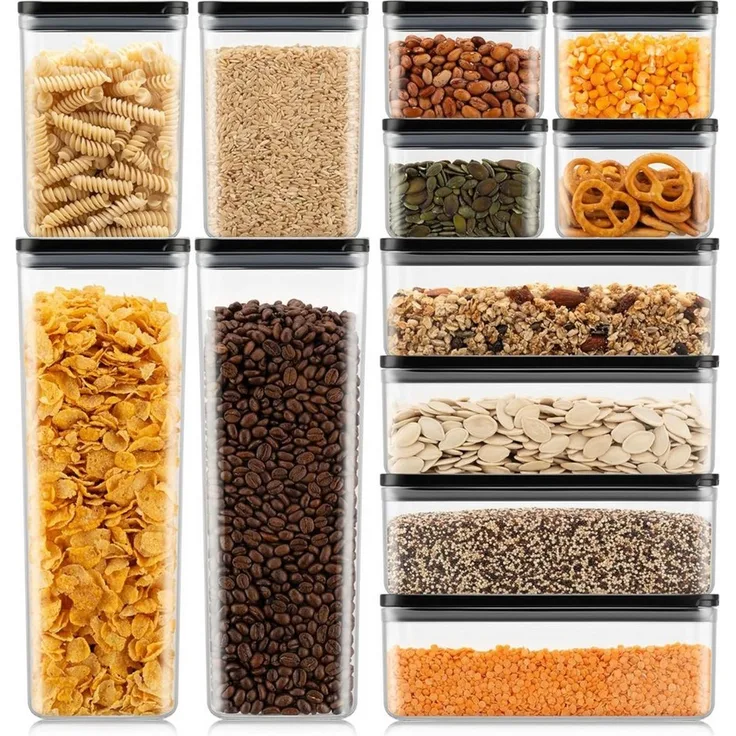 Bodum Set aus 12 Lebensmittel-Vorratsbehältern Bodum Canteen transparent, Deckel schwarz