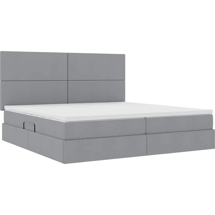 vidaXL LED-Speicherbett mit Matratze Hellgrau 200 x 200 cm Stoff 3372375 – Bild 6