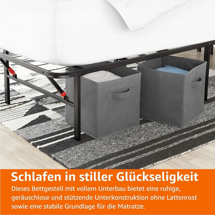 Amazon Basics Klappbares Plattform-Bettgestell, kein Werkzeug für Montage erforderlich, Unterbettaufbewahrung, 135x190 cm – Bild 3
