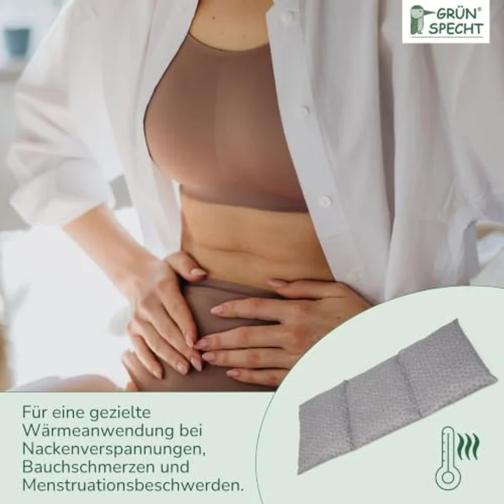 GRÜNSPECHT Kirschkern-Wärme-Auflage 43 x 20cm, 100% Baumwolle, Cocotte grau – Bild 5