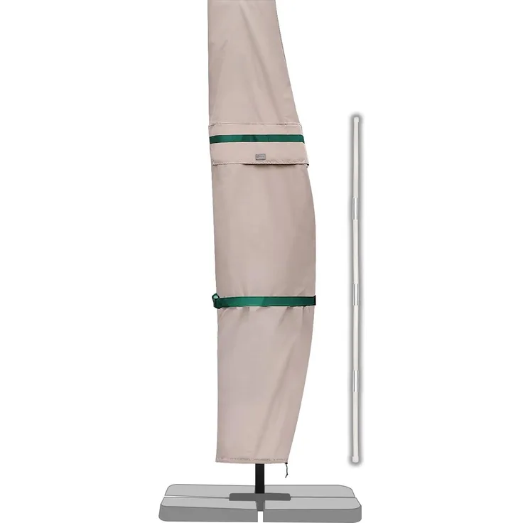 Sekey Ampelschirm / Sonnenschirm Schutzhülle mit Stab, Abdeckhauben für Gartenschirm mit Belüftungsöffnungen, Abdeckung für Kurbelschirm / Balkonschirm, 100% Polyester, wasserdicht, Khaki