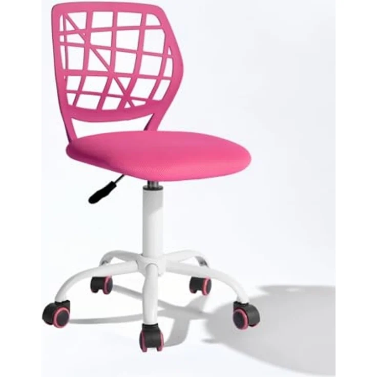 FurnitureR Compact Gaming Chair, Hollow PP Backrest, Adjustable Height, Ergonomic Swivel Sponge Seat, 5-Wheel Iron Base, for Teens & Kids Drawing, Gaming, Classroom, Deep Pink, 38,5 x 40 x 87 cm – Bild 1