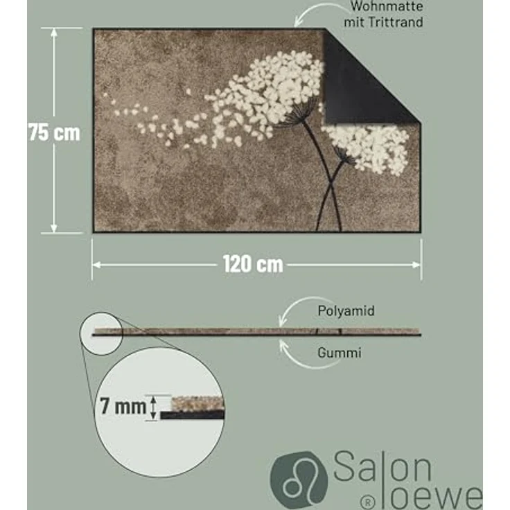 Salonloewe Läufer Wishfull Blossom taupe SLD2738 075x120, Eingangsmatte groß, Höhe: 750 mm – Bild 4