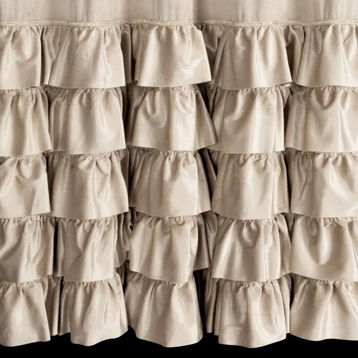 Eurofirany 'CARLI' Ösenvorhang mit Rüschen, Velours, Polyester beige, 140x250 cm – Bild 6