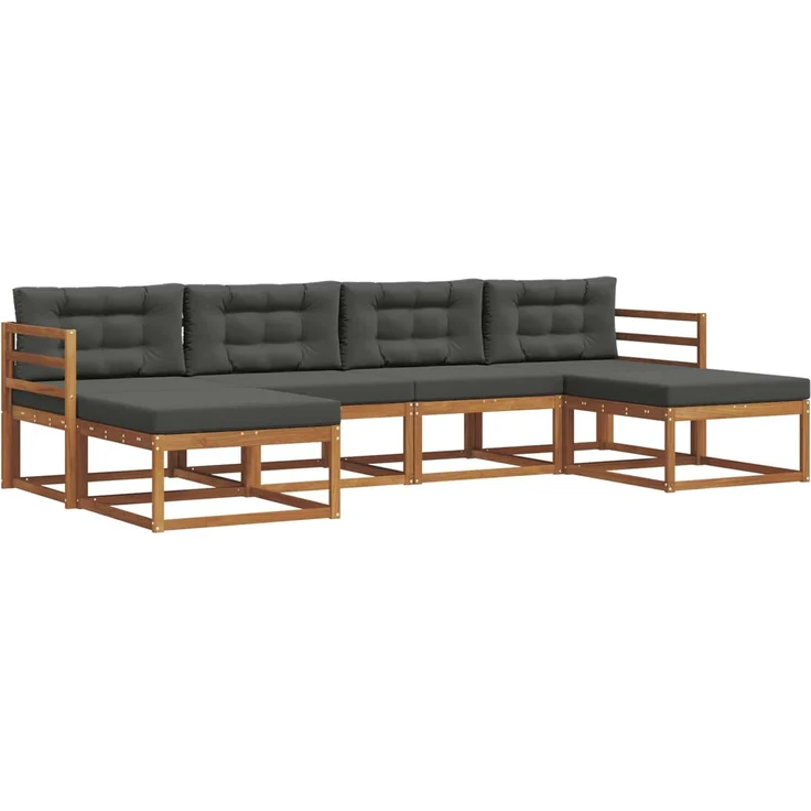 vidaXL Outdoor-Sofagarnitur 6 stk. 6-Sitzer Natur und Anthrazit 3367950 – Bild 2