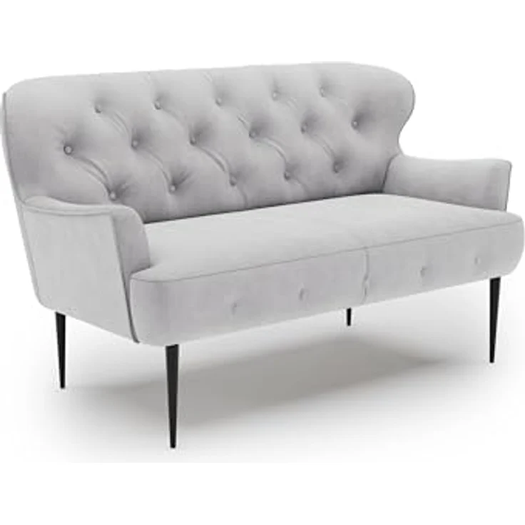 CAVADORE 2-Sitzer Küchensofa Amba, Trendige Sitzbank für Küche oder Esszimmer / 153 x 97 x 87 / Flachgewebe: Hellgrau – Bild 2