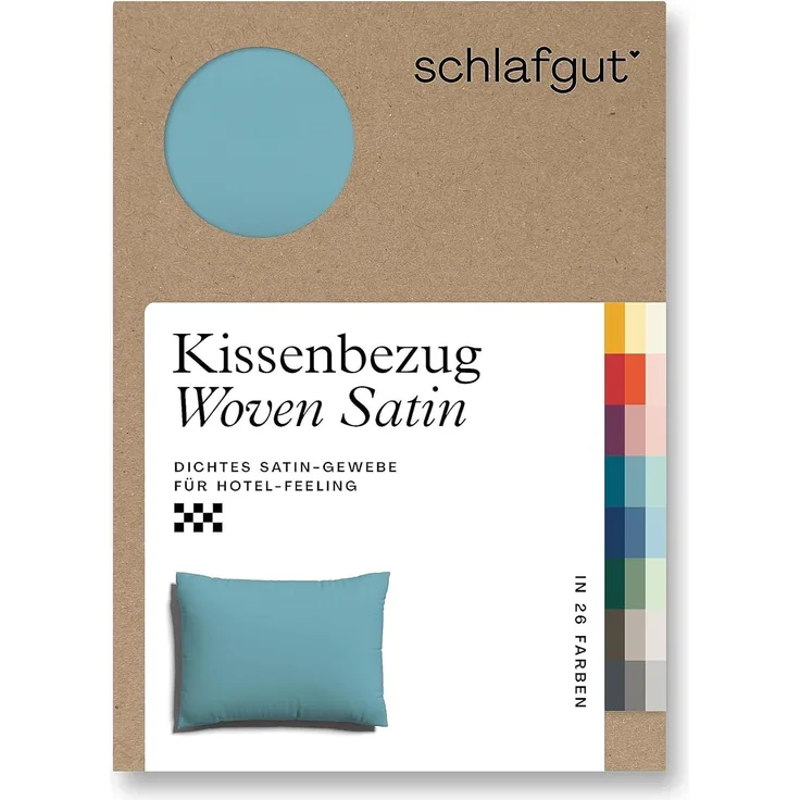 Schlafgut Woven Satin Bettwäsche|Kissenbezug einzeln 70x90 cm| petrol-mid
