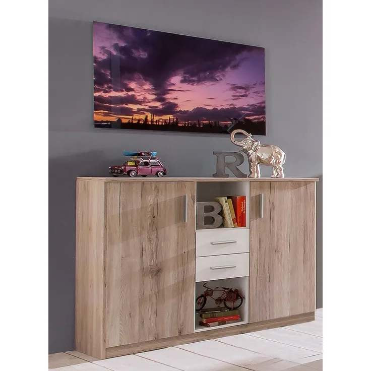 Wimex Highboard in San Remo-Eiche-Nachbildung mit 2 Schubladen und 4 Einlegeböden (B/H/T: 122x105x41 cm)