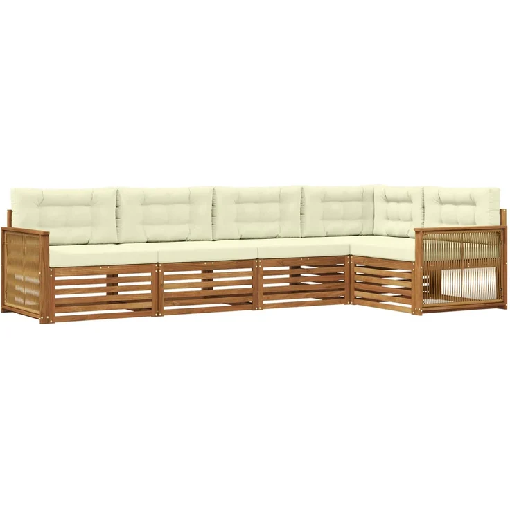vidaXL Outdoor-Sofagarnitur 5 stk. Natur und Creme 3383358 – Bild 2