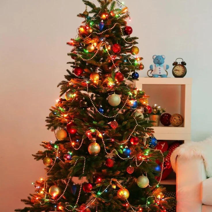 SALCAR 3m Christbaumbeleuchtung mit Ring und 10 Girlanden, 350er LED Weihnachtsbaum Lichterkette Überwurf Wasserdicht für 120cm bis 350cm Tannenbaum, Bunt – Bild 7