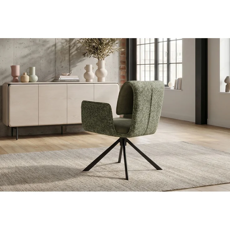 KAWOLA Esszimmerstuhl EDENIA Drehstuhl Stoff grün 86 x 65 x 60 cm – Bild 5