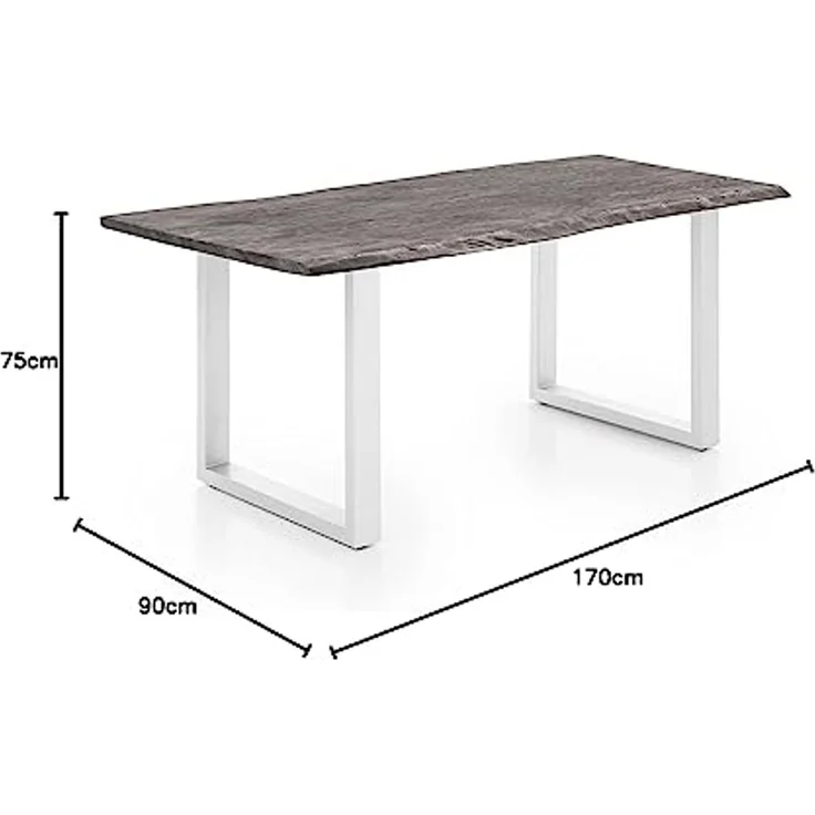 Esstisch Bullwer, Grau 75 x 90 x 170 cm Weiß – Bild 3